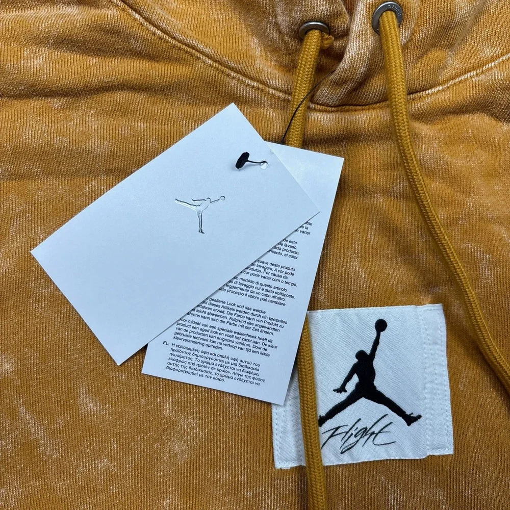 Jordan Essentials Mens Fleece Hoodie Gold Acid Wash DR3087-712 XL
